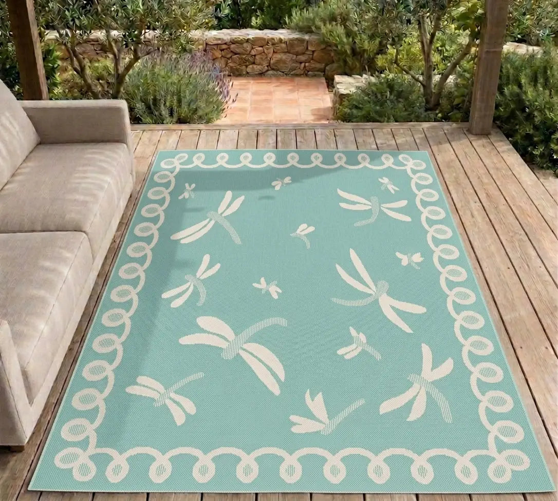 Amalfi Aqua Dragonfly Outdoor Rug
