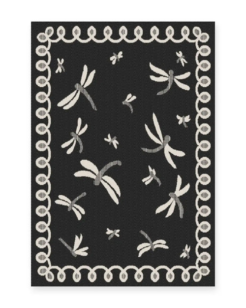 Amalfi Black Dragonfly Outdoor Rug