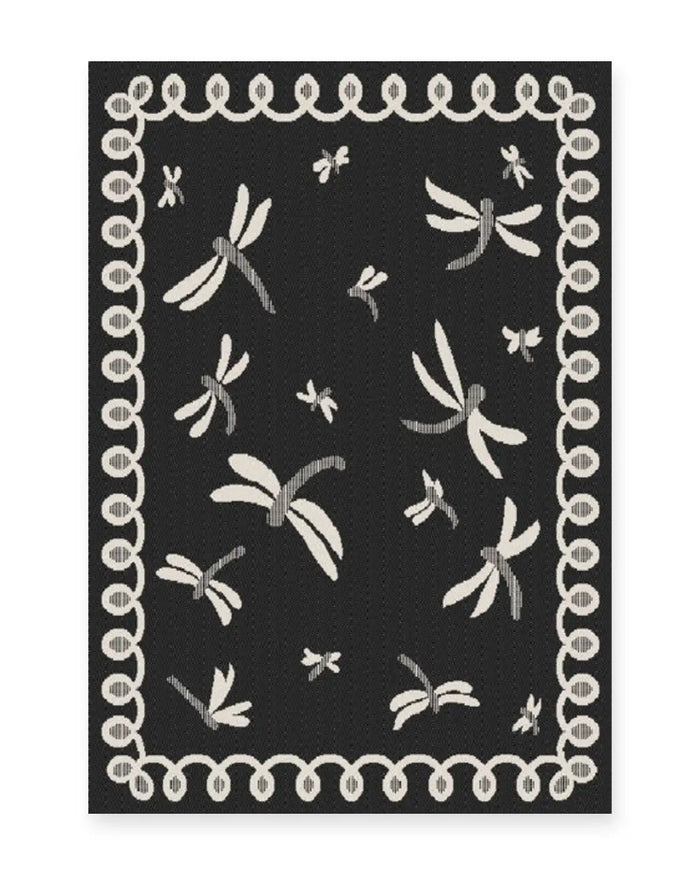 Amalfi Black Dragonfly Outdoor Rug