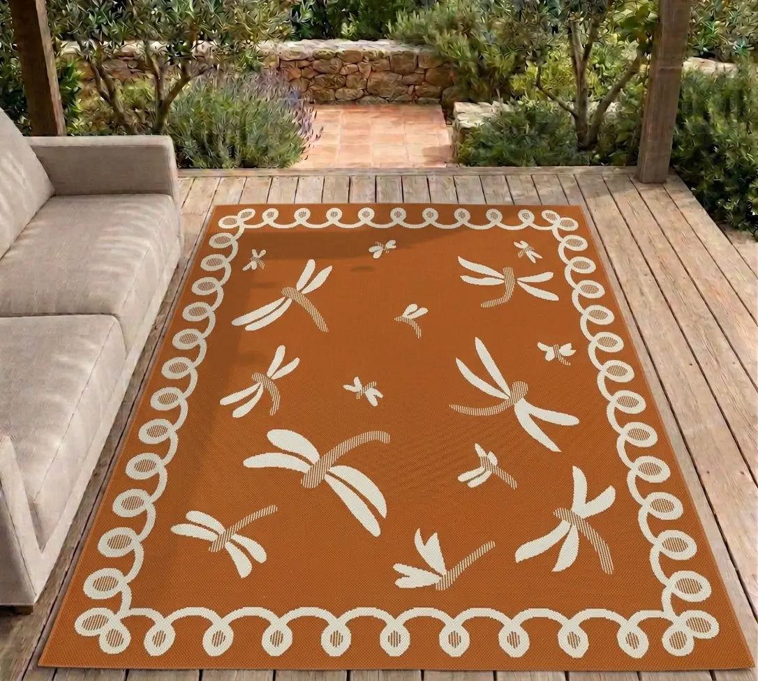 Amalfi Terracotta Dragonfly Outdoor Rug