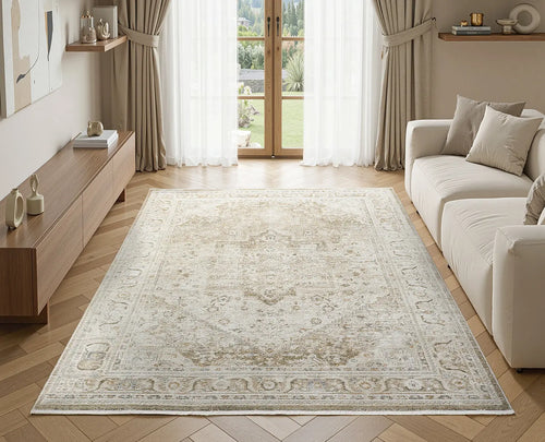 Amber Beige Vintage Medallion Rug
