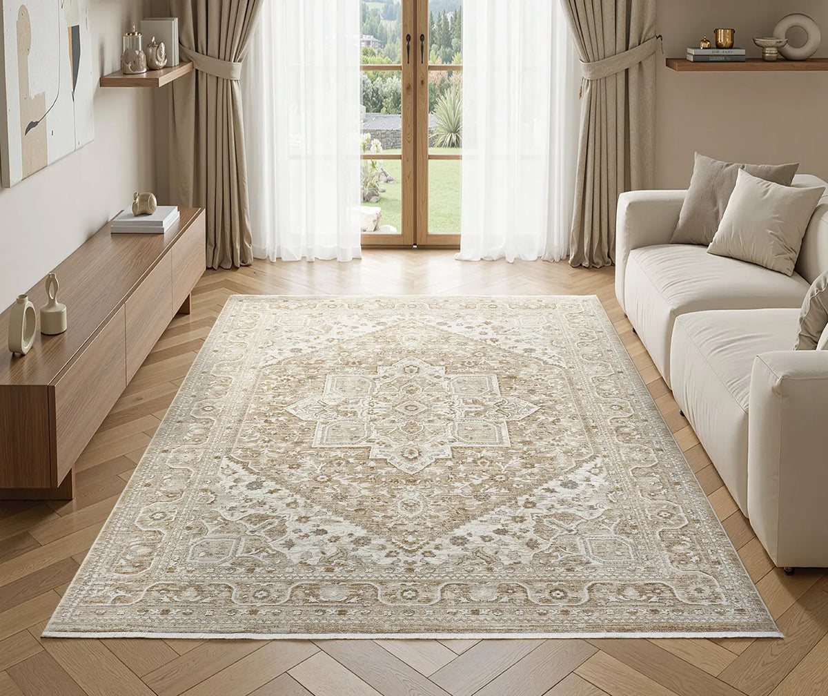 Amber Cream Vintage Medallion Rug