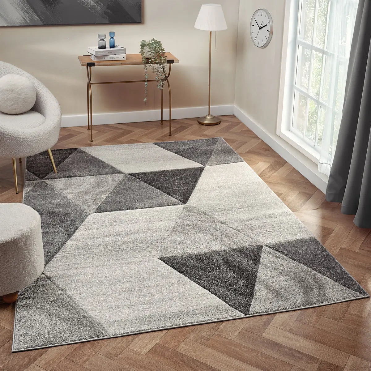 Apex Grey Geometric Rug