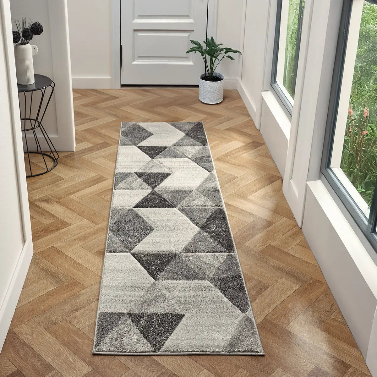 Apex Grey Geometric Rug