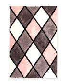 Argyle Blush Pink 3D Carved Diamond Shaggy Rug