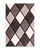 Argyle Grey 3D Carved Diamond Shaggy Rug