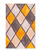 Argyle Mustard 3D Carved Diamond Shaggy Rug