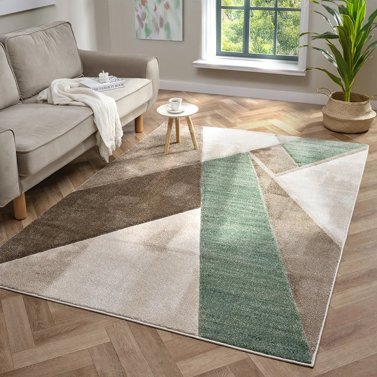 Axis Sage Green Geometric Rug