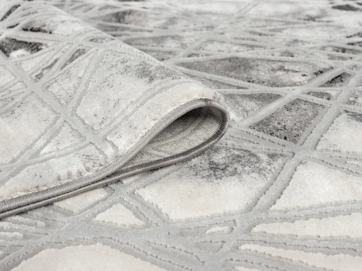 Bardiglio Dark Grey & Pale Grey Metallic Abstract Rug