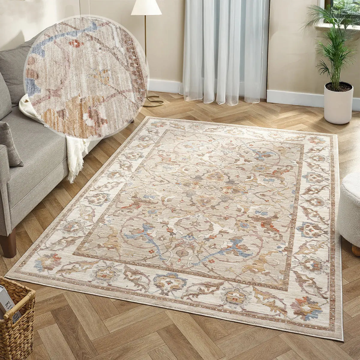 Beatrice Beige & Cream Vintage Persian-Style Rug