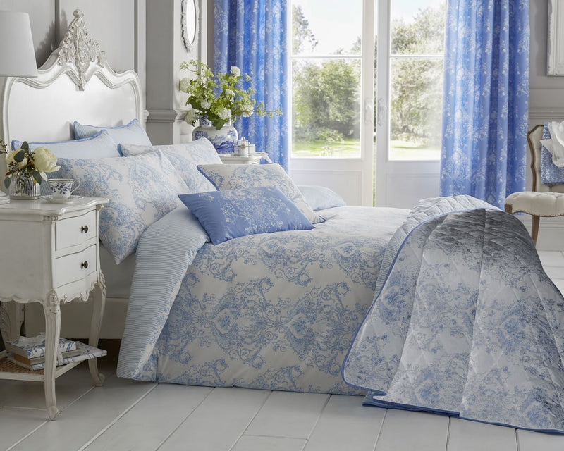 Bellissimo Home 200tc Toile Cotton Rich Duvet Set Super King Bed Blue