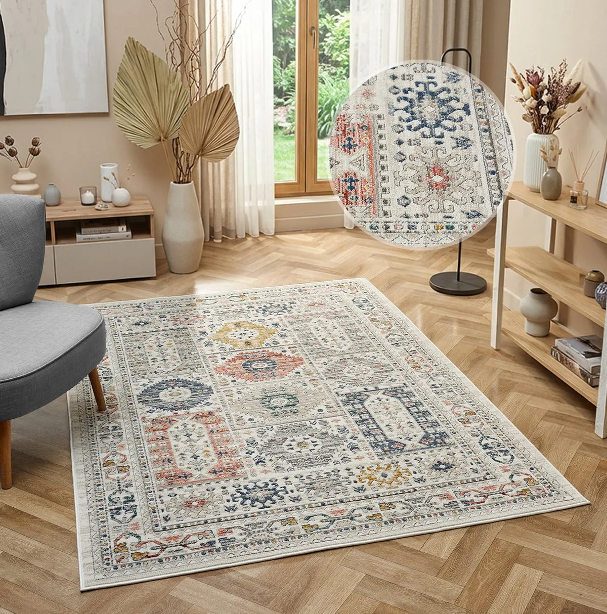 Bramble Cream Vintage Tribal Rug