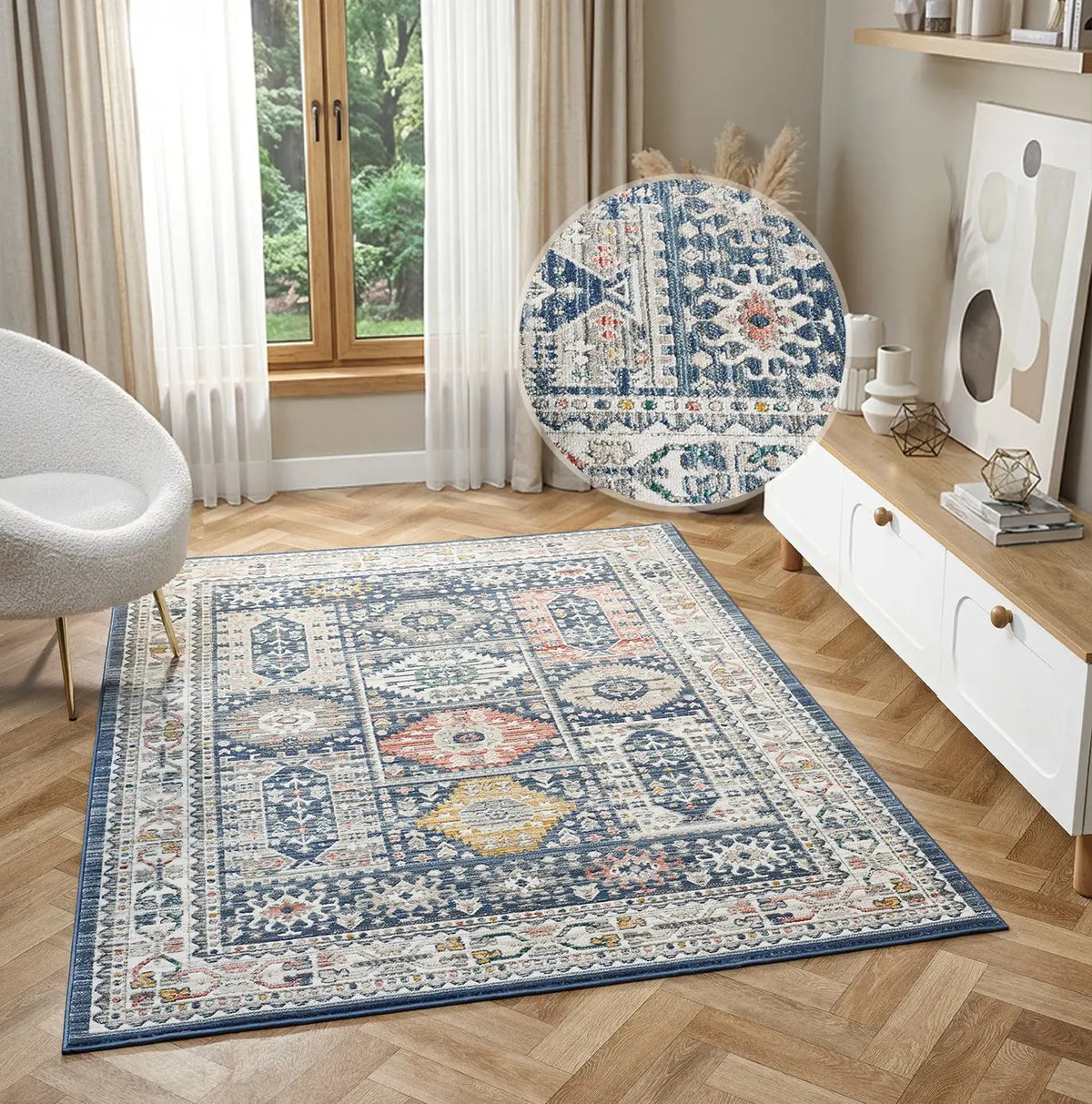 Bramble Navy Vintage Tribal Rug