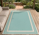Capri Aqua Bordered Outdoor Rug