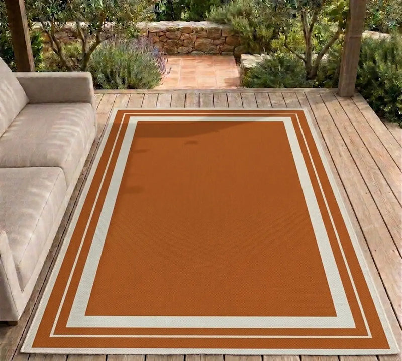 Capri Terracotta Bordered Outdoor Rug