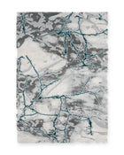 Carrara Cream & Teal Marble Effect Rug