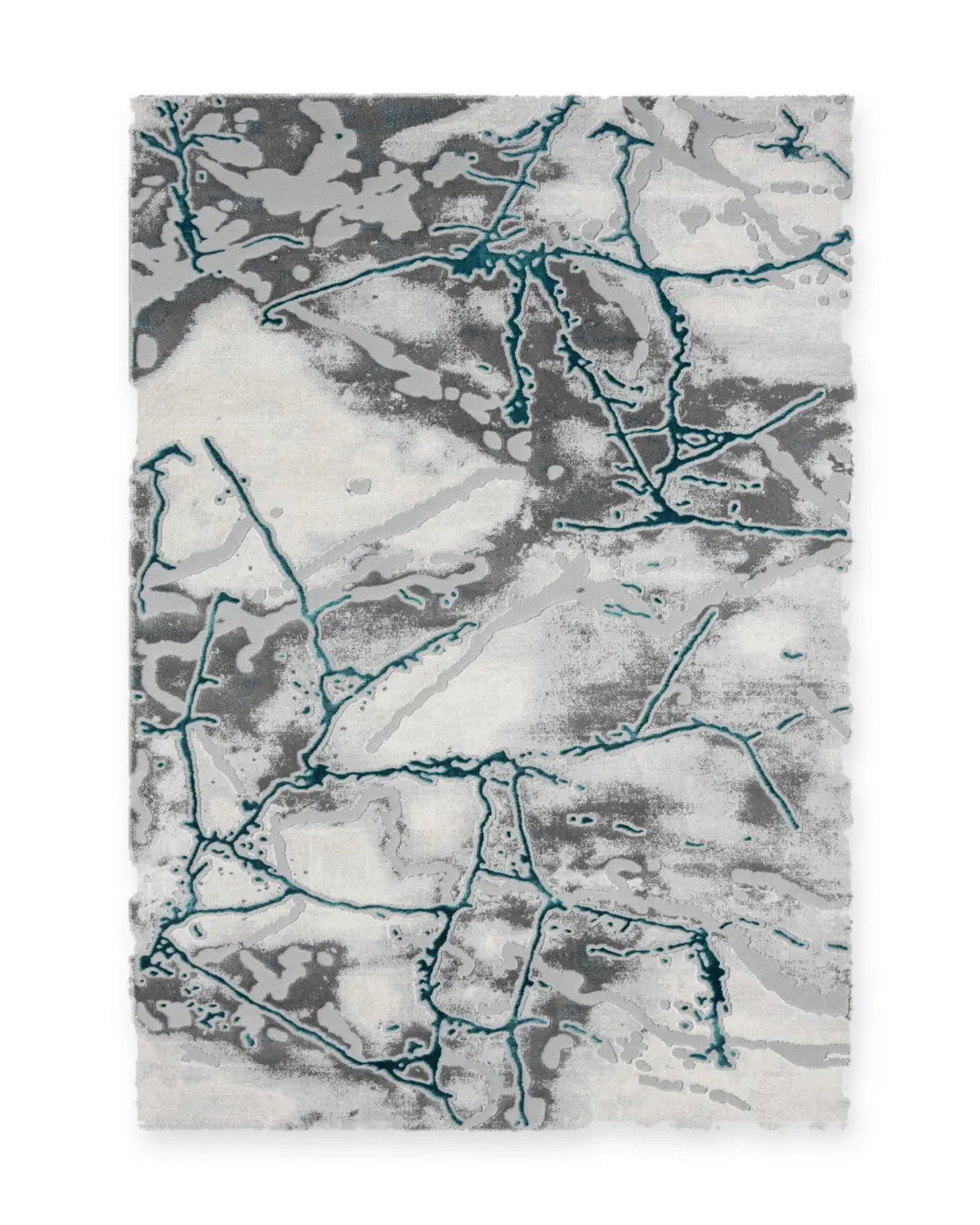 Carrara Cream & Teal Marble Effect Rug