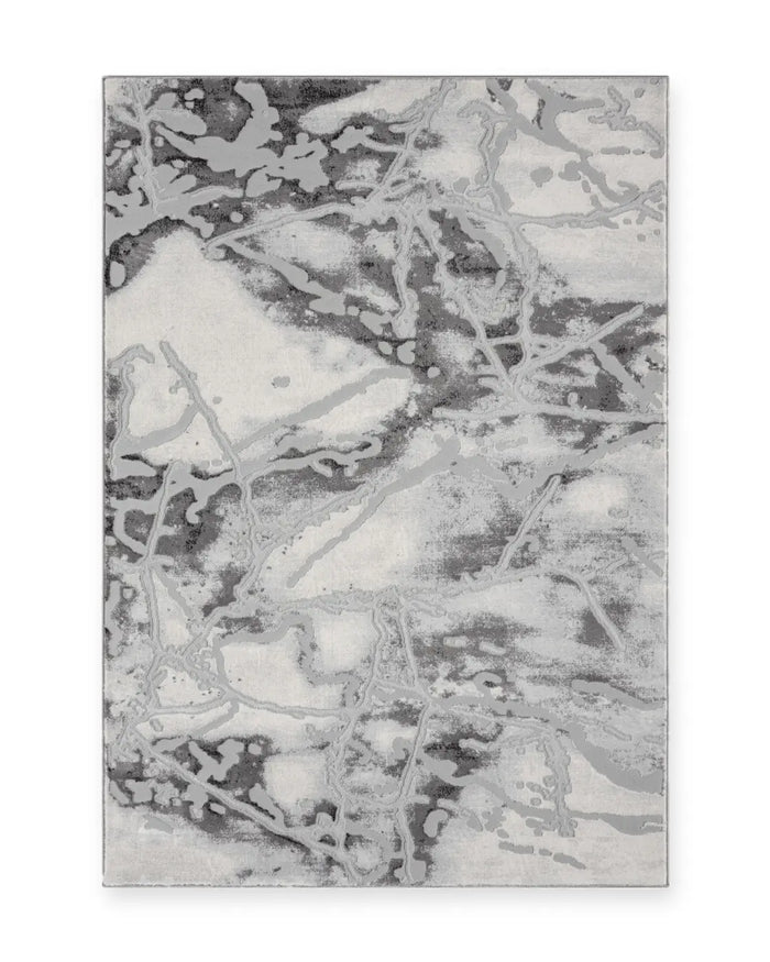 Carrara Dark Grey & Pale Grey Marble Effect Rug