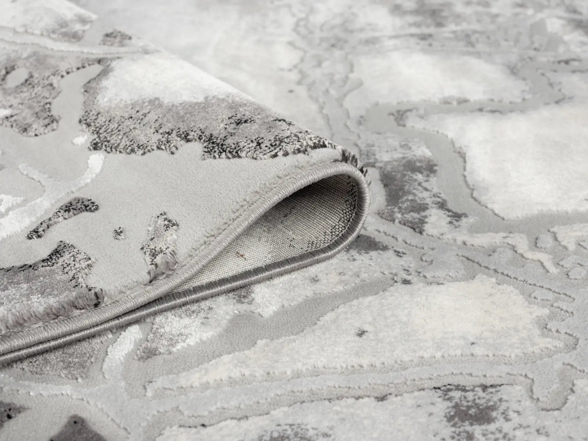 Carrara Dark Grey & Pale Grey Marble Effect Rug