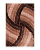 Cascade Chocolate Brown 3D Carved Swirl Shaggy Rug