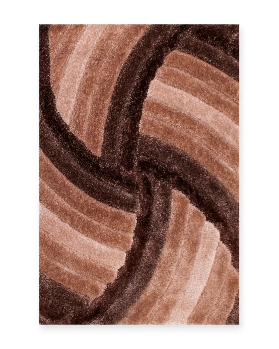 Cascade Chocolate Brown 3D Carved Swirl Shaggy Rug