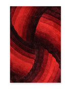 Cascade Red 3D Carved Swirl Shaggy Rug