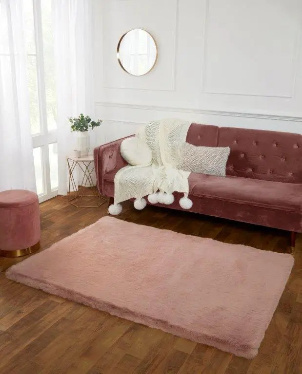 Chalet Blush Pink Luxury Faux Fur Rug