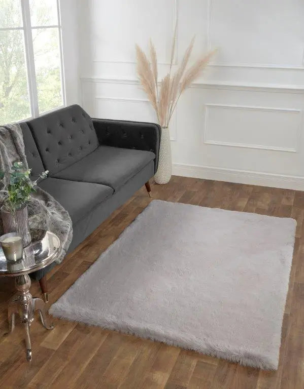Chalet Silver Grey Luxury Faux Fur Rug