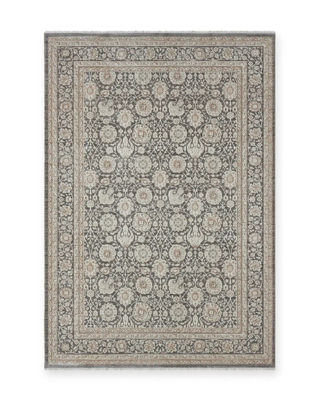 Chesham Grey Traditional Floral Rug