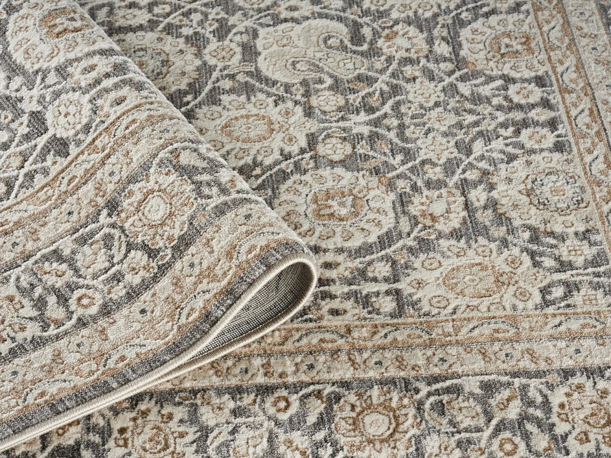Chesham Grey Traditional Floral Rug