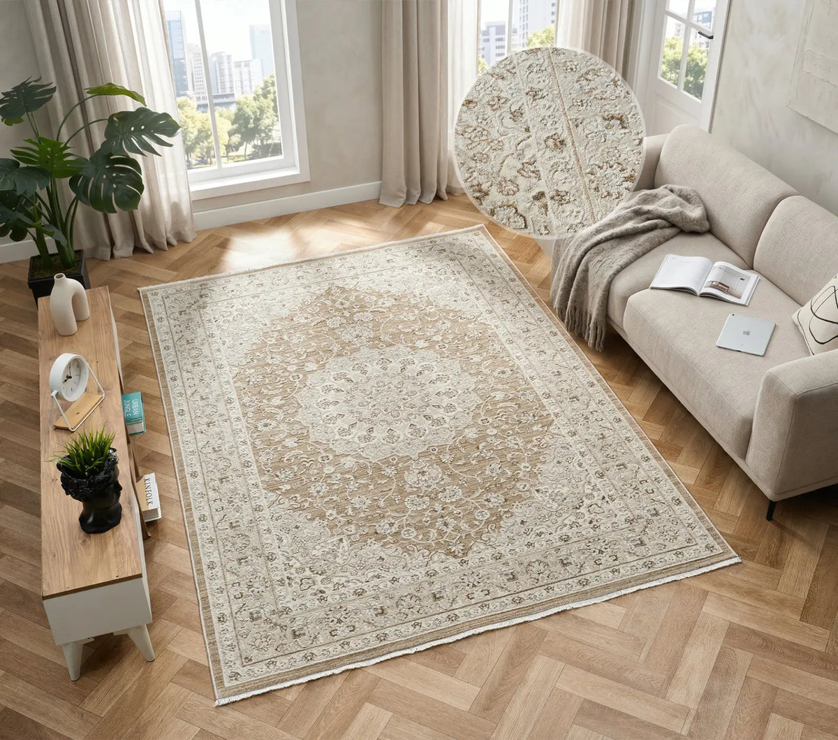 Chester Beige Medallion Rug