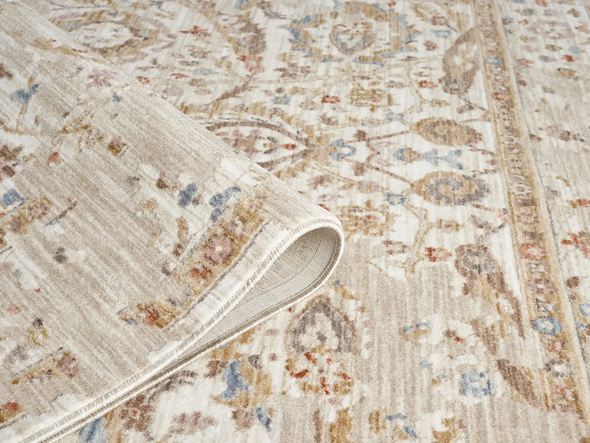 Clementine Beige & Cream Vintage Floral Rug