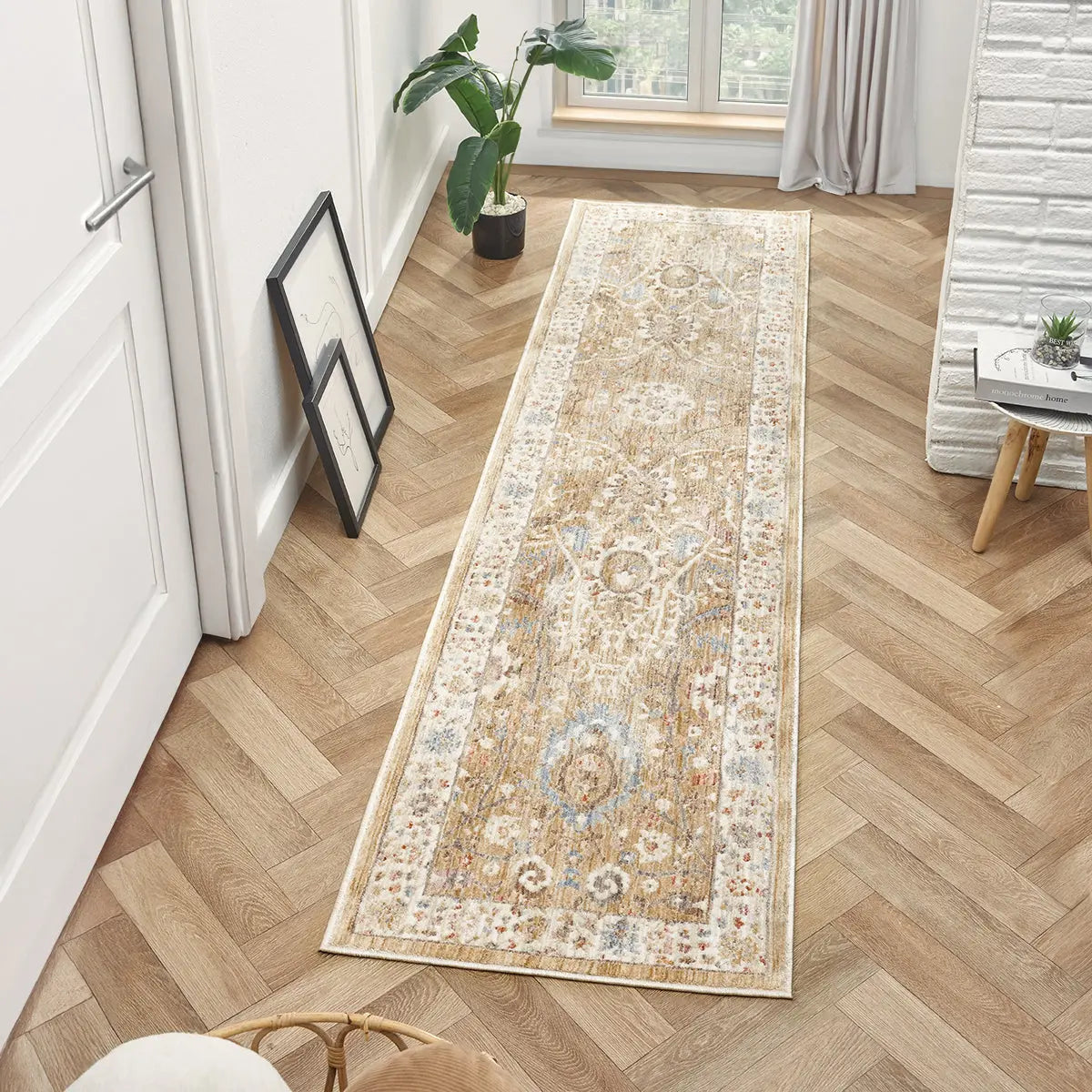 Clementine Beige & Cream Vintage Floral Rug