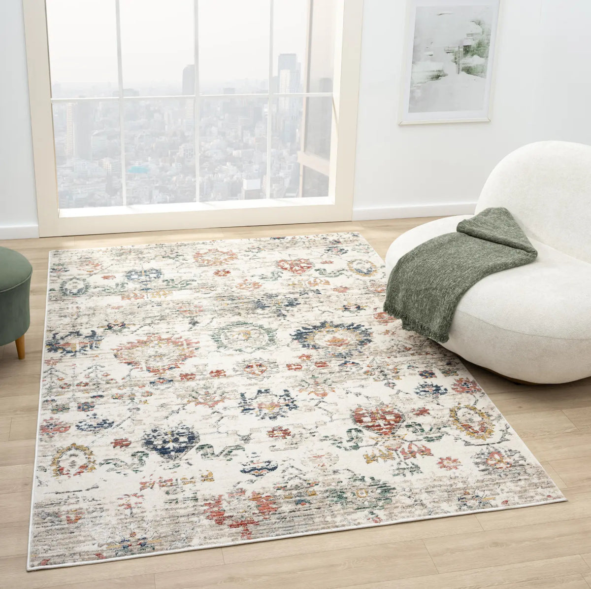 Clover Multicolour Vintage Floral Rug