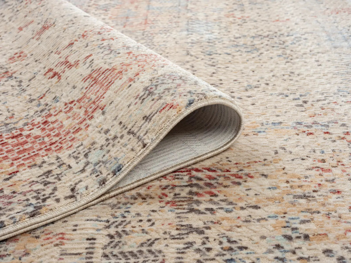 Constance Beige & Rose Distressed Abstract Rug