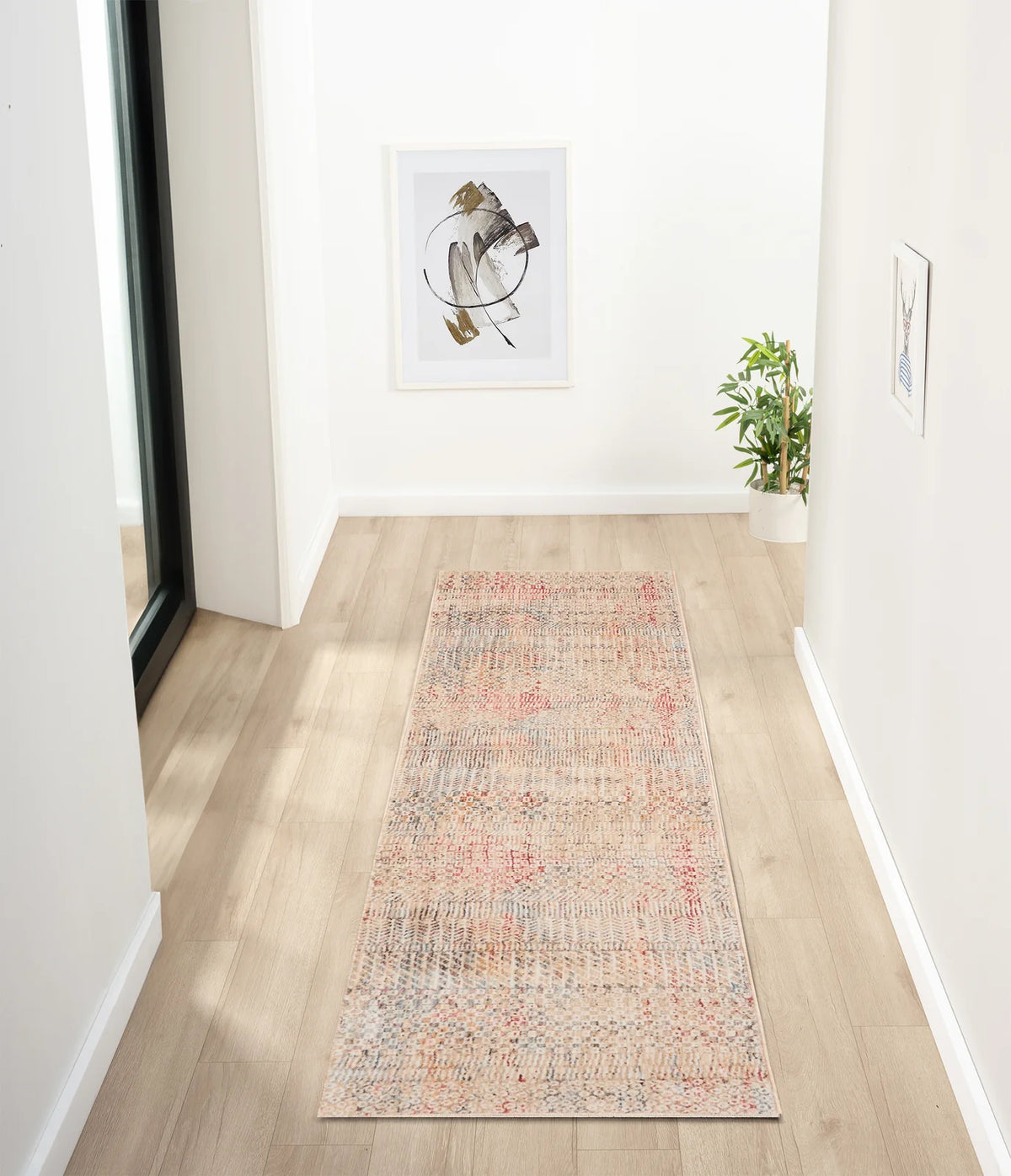 Constance Beige & Rose Distressed Abstract Rug