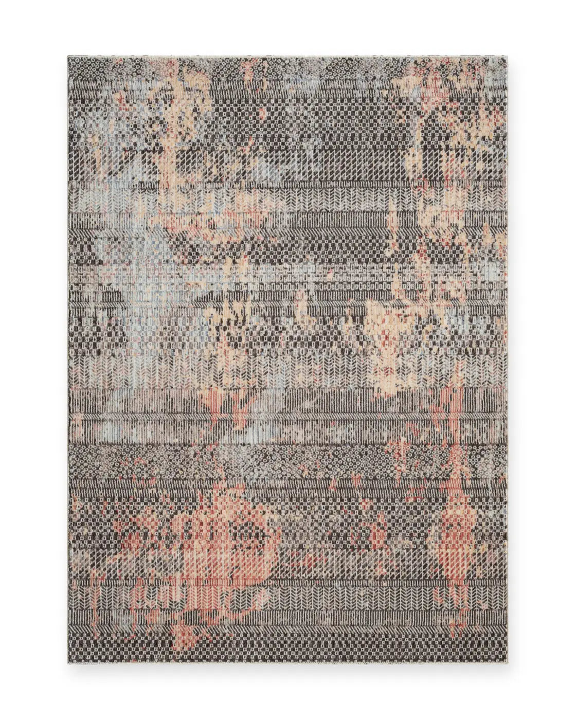 Constance Charcoal & Rose Distressed Abstract Rug