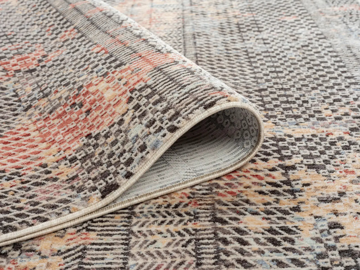 Constance Charcoal & Rose Distressed Abstract Rug