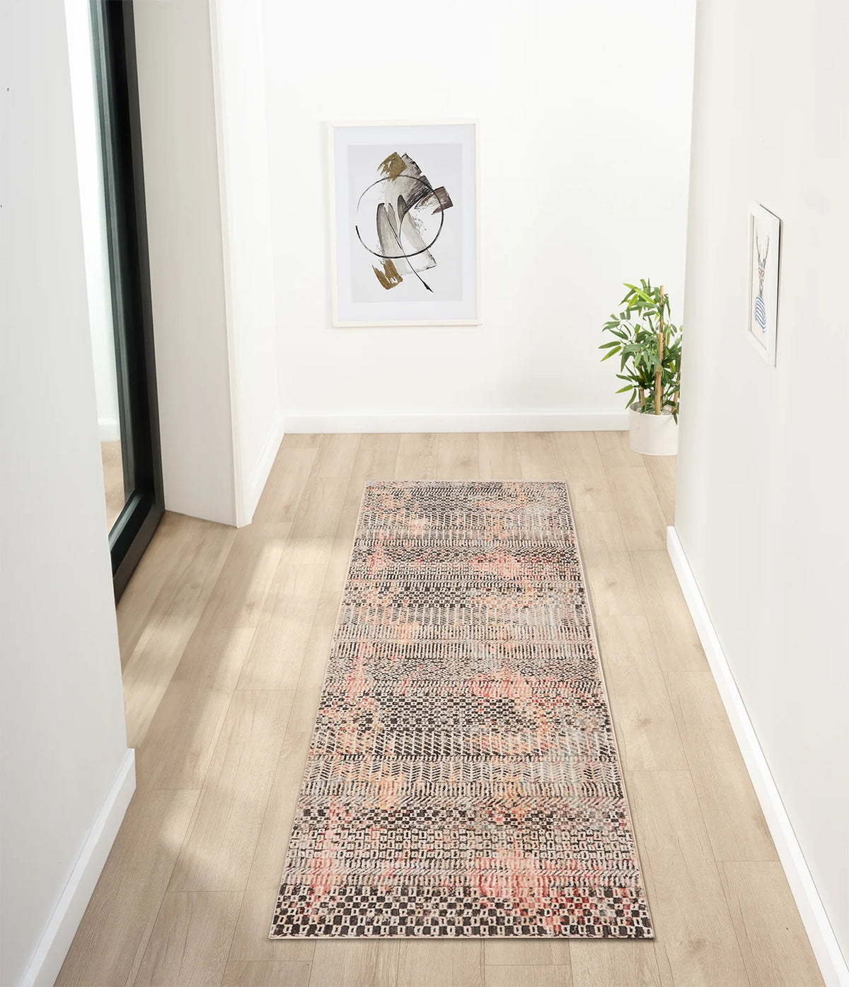 Constance Charcoal & Rose Distressed Abstract Rug