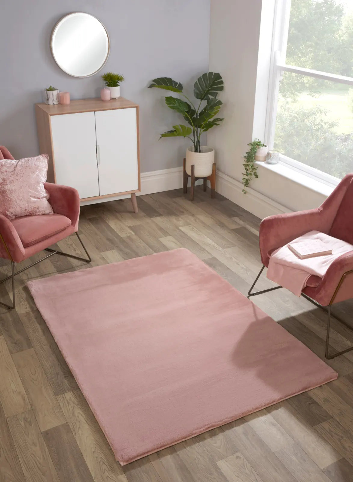 Cosset Blush Pink Faux Fur Rug