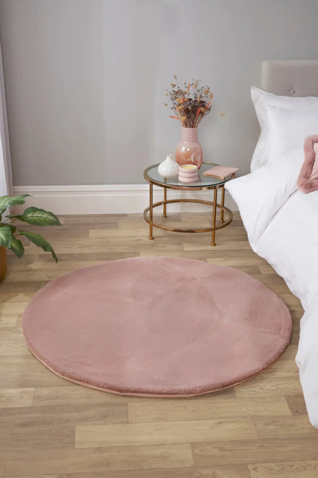 Cosset Blush Pink Faux Fur Rug