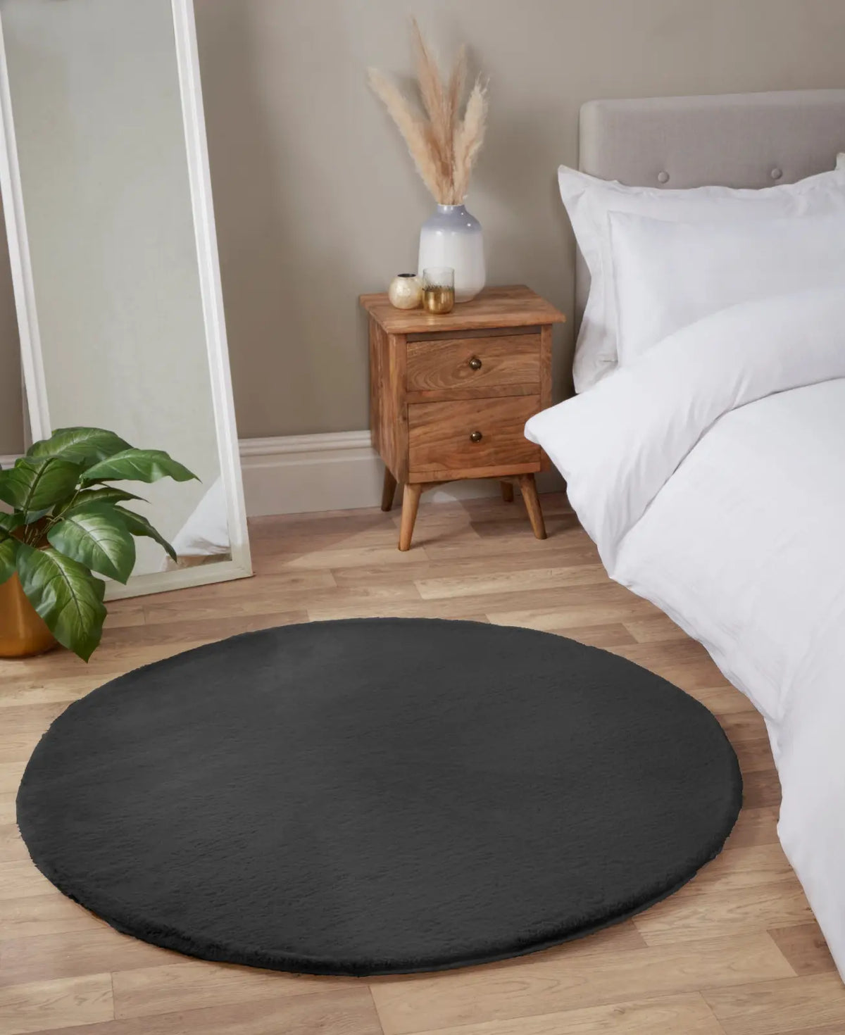 Cosset Charcoal Faux Fur Rug