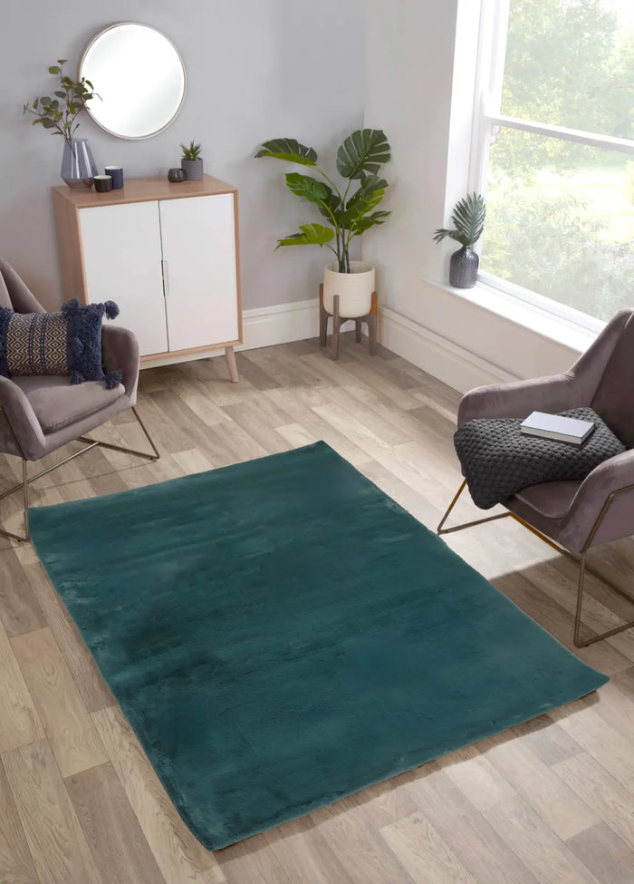 Cosset Forest Green Faux Fur Rug