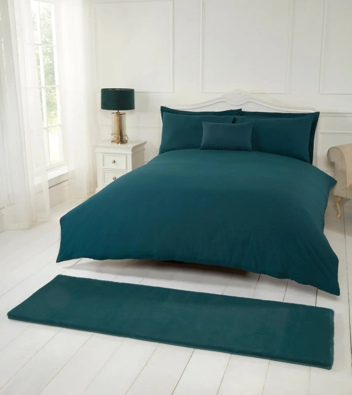 Cosset Forest Green Faux Fur Rug