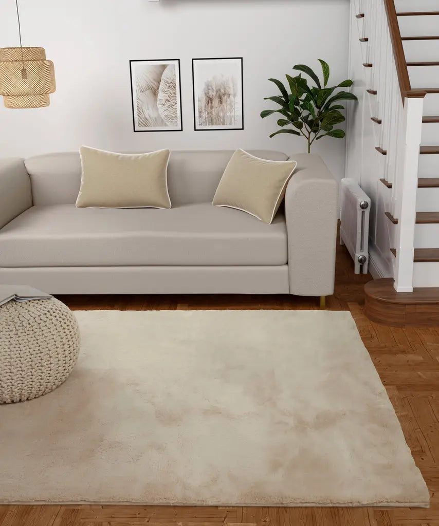 Cosset Natural Beige Faux Fur Rug