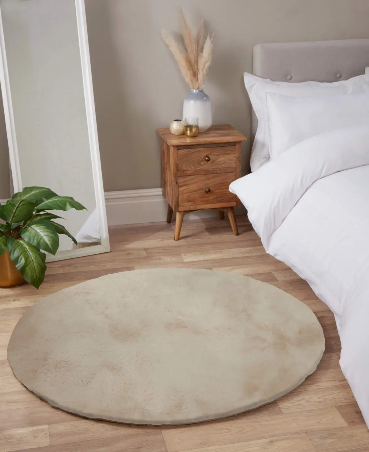 Cosset Natural Beige Faux Fur Rug