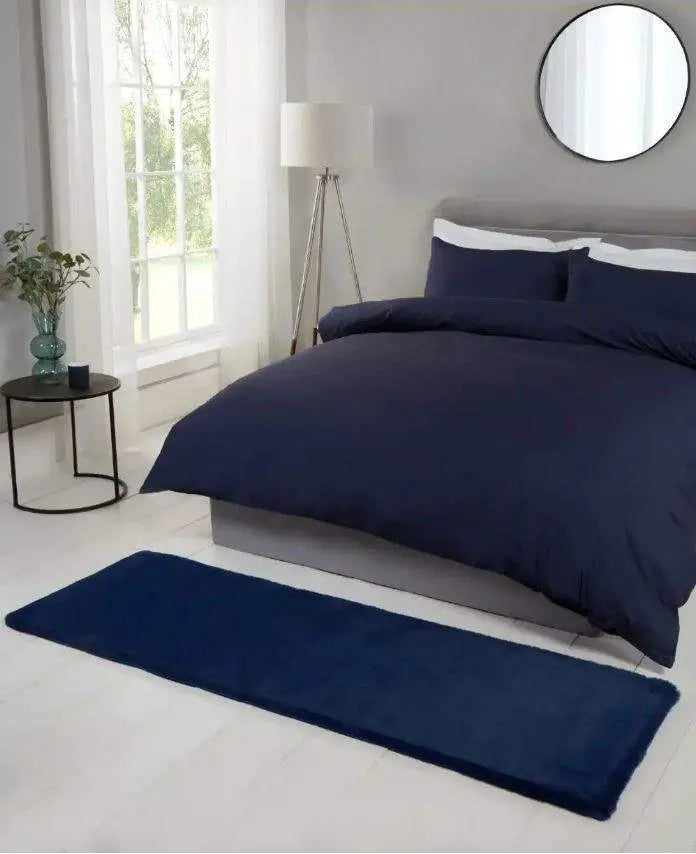 Cosset Navy Faux Fur Rug