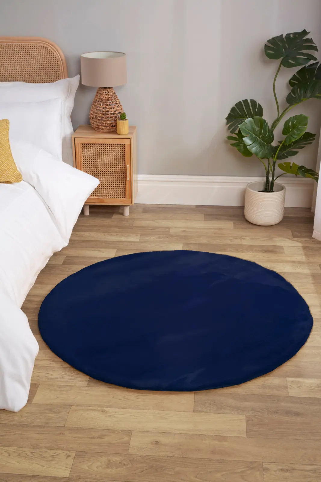 Cosset Navy Faux Fur Rug
