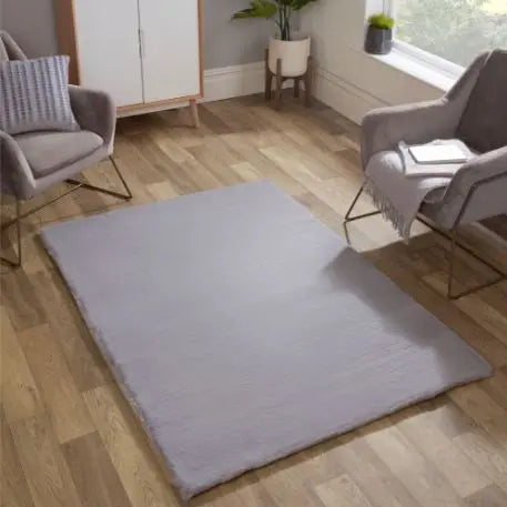 Cosset Silver Grey Faux Fur Rug