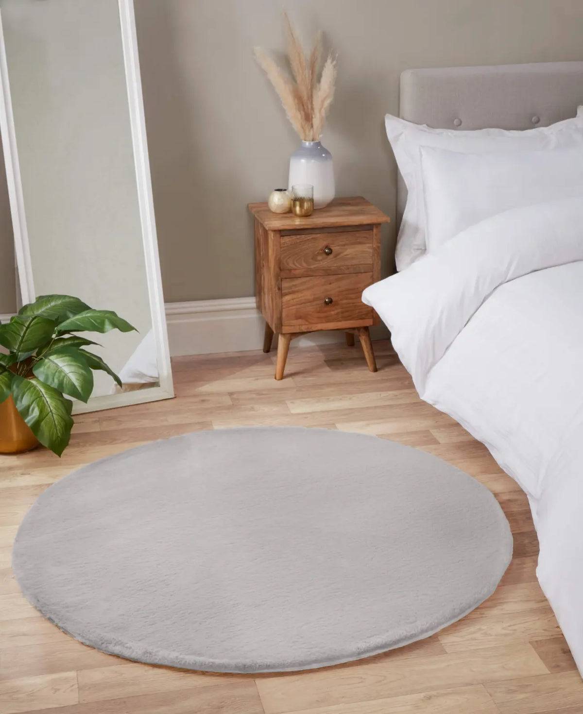 Cosset Silver Grey Faux Fur Rug